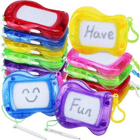 Elcoho 12 Pieces Mini Magnetic Drawing Board Keychains Magnetic Doodle Board Erasable Doodle Painting Sketch Tablet Writing Pad for Education Learning Travel Party Supplies, Multicolors