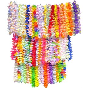 200pcs Hawaiian Leis for Beach Party Decors , Luau Birthday Party Decorations, Hawaiian Necklace Silk Flower leis for Luau Beach Birthday Party Decorations and Party Supplies