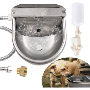Automatic Dog Water Dispenser Large Size Dog Water Bowl Trough Stainless-Steel Outdoor Pet Waterer Feeder for Poultry, Goat, Small Livestock