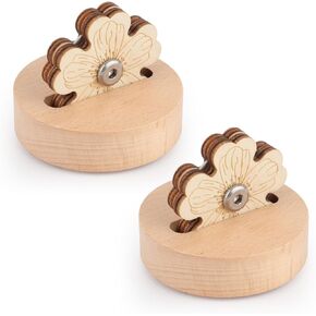 2pcs Quilting Thread Cutters, Peach Blossom Style Tabletop Yarn Cutter Wood Carving Thread Snips with Blade Saver and Stand Creative Thread Cutting Tool for Sewing Craft Projects