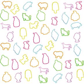 Expressions 48pc Shaped Gummie Bracelets - Bulk Pack Colorful Pastel Glitter Rubberband Bracelets, Kids Party Favors & Bracelet Kit