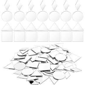 120Pcs Small Mirrors for Crafts 4 Shapes Self-Adhesive Mosaic Glass Pieces 1 Inch Mini Mirror Tile for DIY Crafts Home Wall Art Disco Balls Crafts