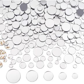 PH PandaHall 250pcs 5 Size Mirror Tiles Mini Acrylic Round Mirror Self-Adhesive Circle Craft Mirror Tiles for Home Decoration Jewelry Making DIY Projects Supplies 5.5/7.5/9.5/11.5/14.5mm