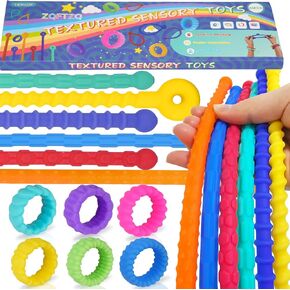 22Pcs Fidget Sensory Toys with Fidget Rings - for Anxiety Fidget Toys Bracelet for Kids Calming Sensory Toys for Kids With Autism Quiet Anxiety Relief Calm Down Fidgets Toys for Easter Basket Stuffers