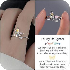choice of all To My Daughter/Wife/Sister/Mom Fidget Ring Daughter Gifts from Mom Mother Daughter Ring Anxiety Breathe Spinner Ring for Women Valentines Day Gifts for Daughter