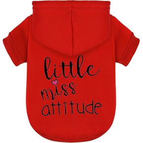 Little Miss Attitude Dog Hoodie Sweatshirt Coat: Soft Polycotton Winter Sweater with Pocket for Small, Medium, & Large Dogs Warm, Cozy Cold-Weather Apparel with Leash Hole Black XS