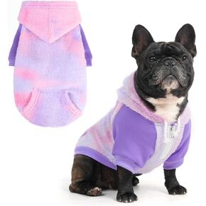 BINGPET Tie Dye Dog Hoodie,Fleece Dog Sweatshirt Puppy Sweater with Leash Hole,Warm Dog Sweater Dog Winter Clothes with Pocket,Pet Outfit Dog Sweaters for Small Medium Dogs Boy and Girl (Pink,SM)