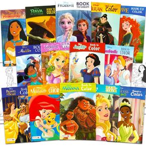 14 Disney Princess Small Coloring Books for Kids Ages 4-8, 2-4 - Bulk Coloring Bundle Classroom Rewards, Prizes, PreK Kindergarten Party Favors with Moana, Frozen, More | Mini Activity Books for Girls