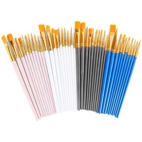 40Pcs Artist Brushes Set- Nylon Hair Brushes for Oil and Watercolor Painting Brush Round Painted Tip Artist Paintbrushes Black&White&Pink&Blue