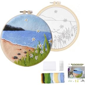 Wonafa Diy Wool Needle Feltle Starter Kit ، Knerner Needle Love Kit مع حقيبة مصنوعة من الصوف ، إبر محسوس ، إطار للصور ، حصيرة رغوة ، قماش محسوس وتعليمات للديكور المنزلي ، الحرف الفنية (K2) in Kuwait