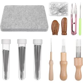 148 Pcs Needle Felting Kit 8 x 10 Inch Felting Pad Needle Felting Tools Felting Mat Needle Felting Supplies with Felting Needles Finger Guards Wooden Handle Scissor Bag for Beginner Professional DIY