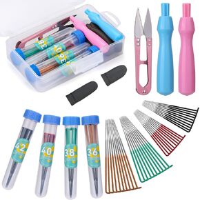 Yizzvb 45 PCS Needle Felting Tools, 4 Size 40Pcs Wool Felting Needles, Needle Felting Tools with Plastic Handles, Needle Felting Supplies, Needle Felting Needles for Adult DIY Felting Wool Craft