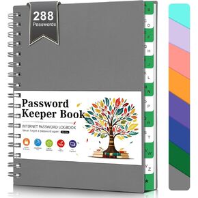Password Book with Alphabetical Tabs, Spiral Password Keeper Book for Seniors– Internet Password Organizer – Small Password Keeper Journal for Webside Login(Dark Blue)