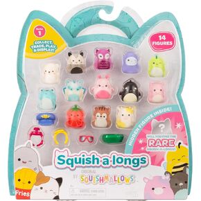 SQUISH-A-LONGS 14 Pack - 1" Mini-Squish with 4 Accessories, 1 Ring, and a Collector’s Guide - Collect, Trade, & Play