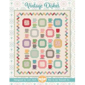 Riley Blake It's Sew Emma Vintage Dishes Quilt Pattern by Lori Holt of Bee in My Bonnet, Creative and Unique Quilt Pattern.