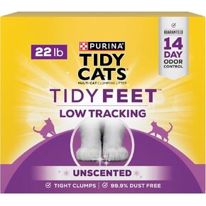 Purina Tidy Cats Feet Feet Clumping Low Tracking Cat Sterter مع التحكم في الرائحة - مربع غير معقود - 22 رطلاً