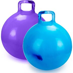 Hopper Ball 2 Pack مع مضخة هواء ، كرات ترتد 18 بوصة مع مقابض للأطفال ، أفضل هدية للأعمار 3 4 5 6 7 8 بويز والبنات ، ألعاب الأعمار من 3 إلى 10 سنوات ، ركوب على ألعاب للأطفال 4-8 ، لعبة هوبر