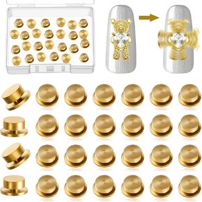 30 Pieces Spinning Nail Charms Nail Art Rotating Charm Rotating Bearing Art Tool Rings Jewelry Rotating Tools 3D for Women Girls Crafting Jewelry Accessories Gold(30 Pieces)