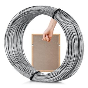 Picture Hanging Wire, 100-Feet Picture Wire, Hanging Wire Heavy Stainless Steel Wire Rope for Photo Frame Picture, Holiday Decor, Crafts, Artwork, Mirror Hanging, Supports Up to 35lbs