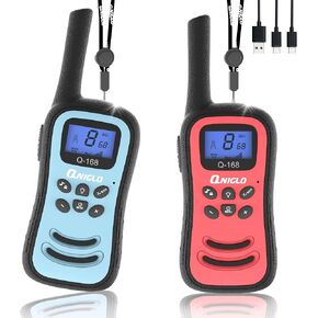 QNIGLO Walkie Talkies for Kids Rechargeable, Walkie Talkies Long Range with 22 FRS Channels, 2 Way Radios with LED Flashlight, Toys for 3-14 Year Old Boys Girls