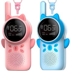 Rechargeable Walkie Talkies for Kids, 2 Pack Walkie Talkies Long Range 22 Channels 2 Way Radio with Backlit LCD Flashlight, Toys for 3-12 Year Old Boys Girls to Family Games, Outdoor Hiking, Camping.