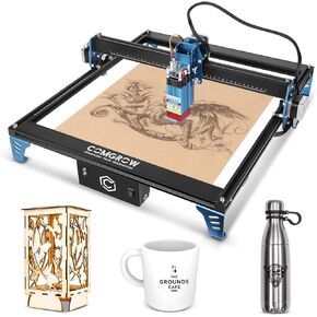 Comgrow Z1 Laser Engraver 10W Output Power, 24V Desktop Laser Cutter and Engraving Machine with Eye Protection Compressed Laser Spot 0.08mm, 10000mm/min Diode Laser Cutting for Metal Wood