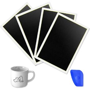 4PCS Laser Engraving Marking Paper Black Marking Paper with Scraper 15.75 * 11in Laser Engraving Paper for Fiber Laser Marking and Engraving for Ceramics Glass Crystal Stone Tiles(Black) (Black)