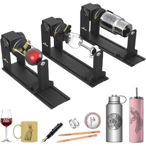 Mecpow G5 Laser Rotary Roller with Three Angle-Adjustable Grippers for Multi-Shaped Objects, Compatible with Almost All The Laser Engraving Machines, Laser Rotary Roller with Heightening Bracket