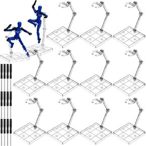 12 Pack Action Figure Stand Model Support Stand Clear Assembly Doll Accessories Action Figure Display Holder Base with Screwdriver Compatible with Gundam Hg/rg 1/144 (Square)