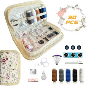 Sewing Kit for Adults Kids Beginners, Zipper Mini Sewing Kit, Portable Travel Sewing Kit with Sewing Supplies and Accessories, Including Scissors, Measure Tape, Needle Threader and More
