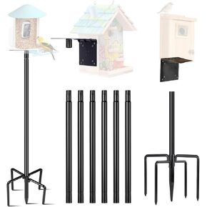 LOPANNY Bird House Pole, 1 Pack 109 Inch Heavy Duty Bird Feeder Pole Mount Kit with 5 Prongs Base for Outdoors, Adjustable Bird Feeder Stand for Wild Birds Watching (Bird House Not Included)