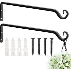 FEED GARDEN Hanging Plant Bracket 10 Inch 2 Pack, Hand-Forged Plant Hanger for Hanging Bird Feeders, Wind Chimes, Flower Baskets, Lanterns, Indoor/Outdoor Use, White