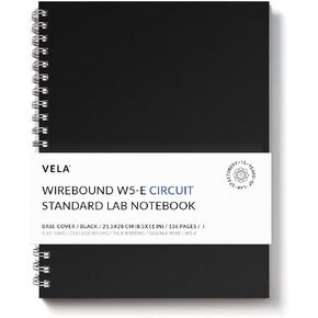 W5 Wirebound Lab Notebook, 8.5 x 11 in (21.5 x 28 cm), 128 Pages, Double Wire Looped, 70lb Heavyweight Paper (1-Pack, Precision Grid/Ruled)