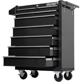 26" Professional Tool Chest Heavy Duty Cart Steel Rolling Tool Box with 4 Lockable Drawers and Doors/Profossional Grade (TZ64-BK)