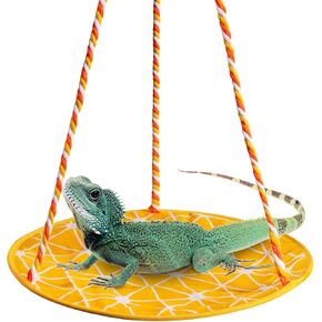 Lizard Swing Hammock, 15.7 * 9.8 Inch Reptile Hammock Climbing Hanging Bed for Bearded Dragon, Lizard, Gecko, Snake (Green Cactus)