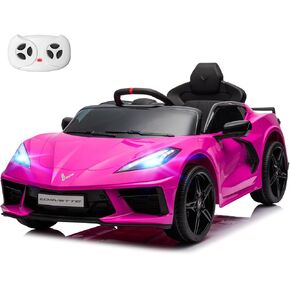 12V مرخص شيفروليه كورفيت C8 Kids Ride Electric on Car Remote Control Bluetooth Music MP3 Player 4 Screat Absorbers 2 SPEEDS BUTTERY ROADSTER GIME FOR