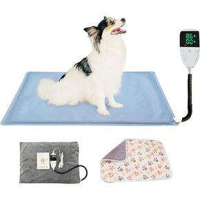 Pet Heating Pad,Waterproof Heated Cat Bed with Washable Covers and Soft Blanket,13.8 x 19.7 Inches,Self Heating Pet Pad with Intelligent Thermostat