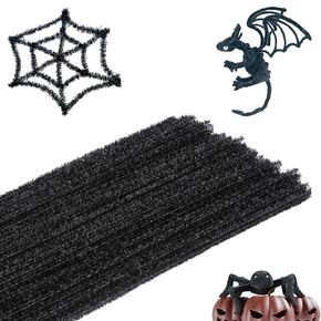 100 Pieces Black Pipe Cleaners Bulk Fuzzy Sticks Chenille Stems 12 Inch Pipe Cleaners for DIY Art Projects, Craft Supplies, Hair Pipe Cleaners