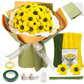 Iuuidu Pipe Cleaners Craft, Pipe Cleaners Craft Supplies 250PCS, Little Daisies Flower Making Kit with Instructions for Adults DIY Arts Crafts Wedding Bouquet Party