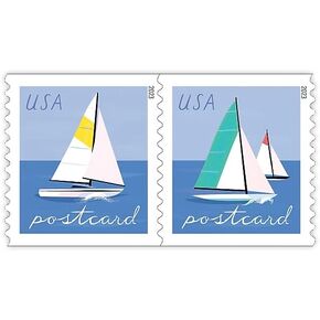 Sailboats Postcard Stamps (1 Roll (100 Stamps))