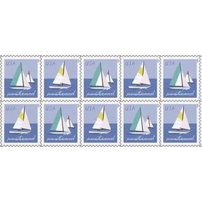 Sailboats Postcard Stamps (1/2 Sheet (10 Stamps))