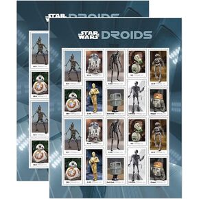 United States Postal Service Sheet of 20 Postage Stamps for Star Wars Droids (2 Sheets), US-StarWarsDroids-2Shts