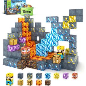 Magnetic Blocks-Build Mine Magnet World Sword Edition Mine Sword Caverns Magnet Classroom Must Haves Toddler Toys for Boys & Girls Age 3-4 4-5 6-8, Sensory Montessori Toys for Kids for 3+