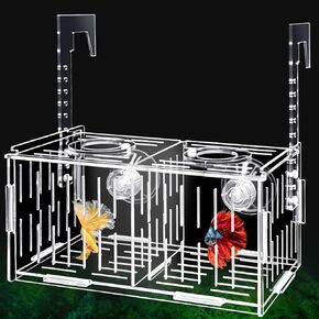 Breeder Box for Fish Tank,Fish Breeder Box for Aquarium,Guppy Breeder Box,Fish Isolation Box with Breeding Port for Betta, Guppy(2 Cells)
