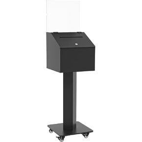 GARVIN Acrylic Donation Box with Stand, Suggestion Box with Slot and Lock, Acrylic Ballot Box with Customizable Poster Area for Voting, Charity, Church & Event Fundraising, Black