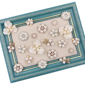 Pearl Embellishments,21pcs Rhinestone Pearl Buttons Pearl Brooch Pearl Pendants for Craft Wedding Bouquet,Jewelry Making,Clothes Bags Shoes Decoration