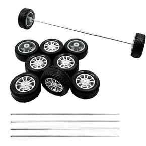 10pcs عجلات سيارة صغيرة عجلات طرازات سيارة مطاطية إطارات مع محاور مستديرة من عمود 5pcs لـ DIY Toy RC Car Truck Robot Absosities (2x20mm)
