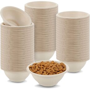 200 Pcs Disposable Pet Bowls Dog Food Bowls Travel Cat Bowls Bulk for Small Dogs Puppy Cat Food Dish Safe Paper Bowls 8 oz Container for Outdoor Small Animal Feeding and Watering Supplies