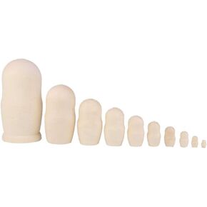 Kisangel 10pcs دمية خشبية روسية غير مكتملة فارغة الخشب أعشاش دمى دمية خشبية البيض بيئة 10 طبقة DIY Matryoshka دمية خشبية مجموعة للفنون الحرفية DIY الأطفال على الجدران الرسم