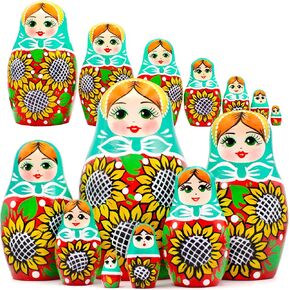 AEVVV Russian Nesting Dolls Set of 7 pcs - Matryoshka Nesting Dolls in Sunflower Sundress for Women - Russian Dolls Nesting Dolls with Sunflower Decorations